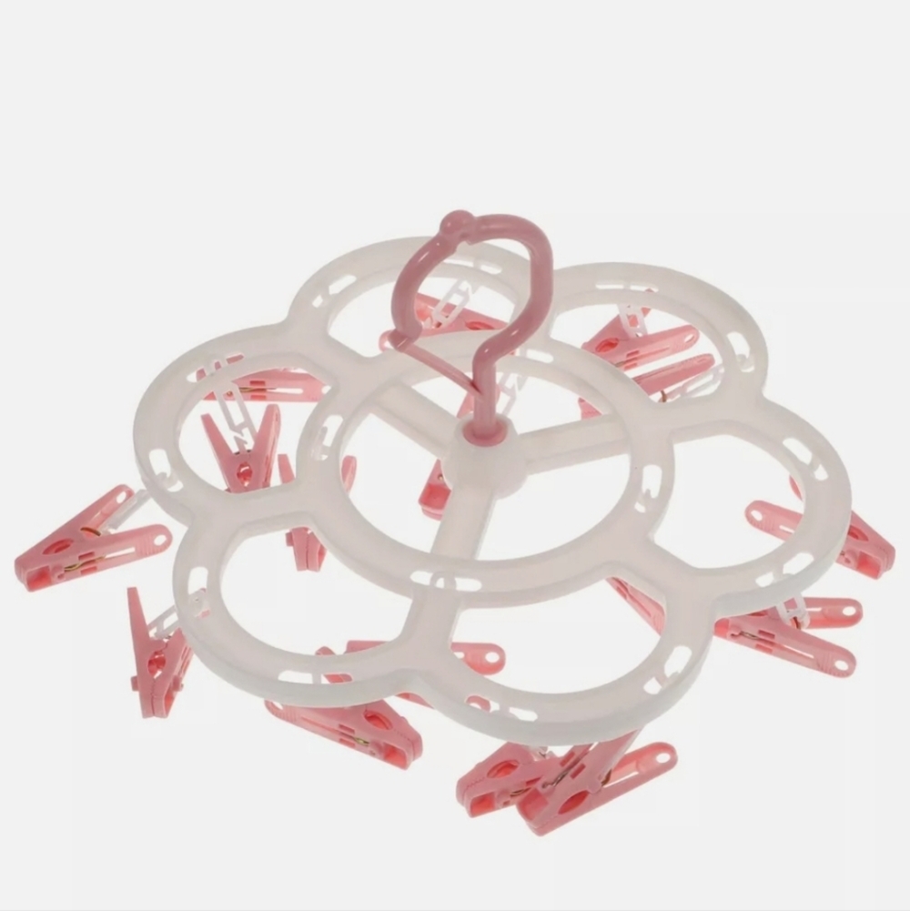 Pink and White Hanging Drying Rack